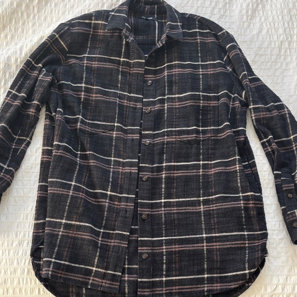 Madewell Women’s Black Plaid Flannel Shacket